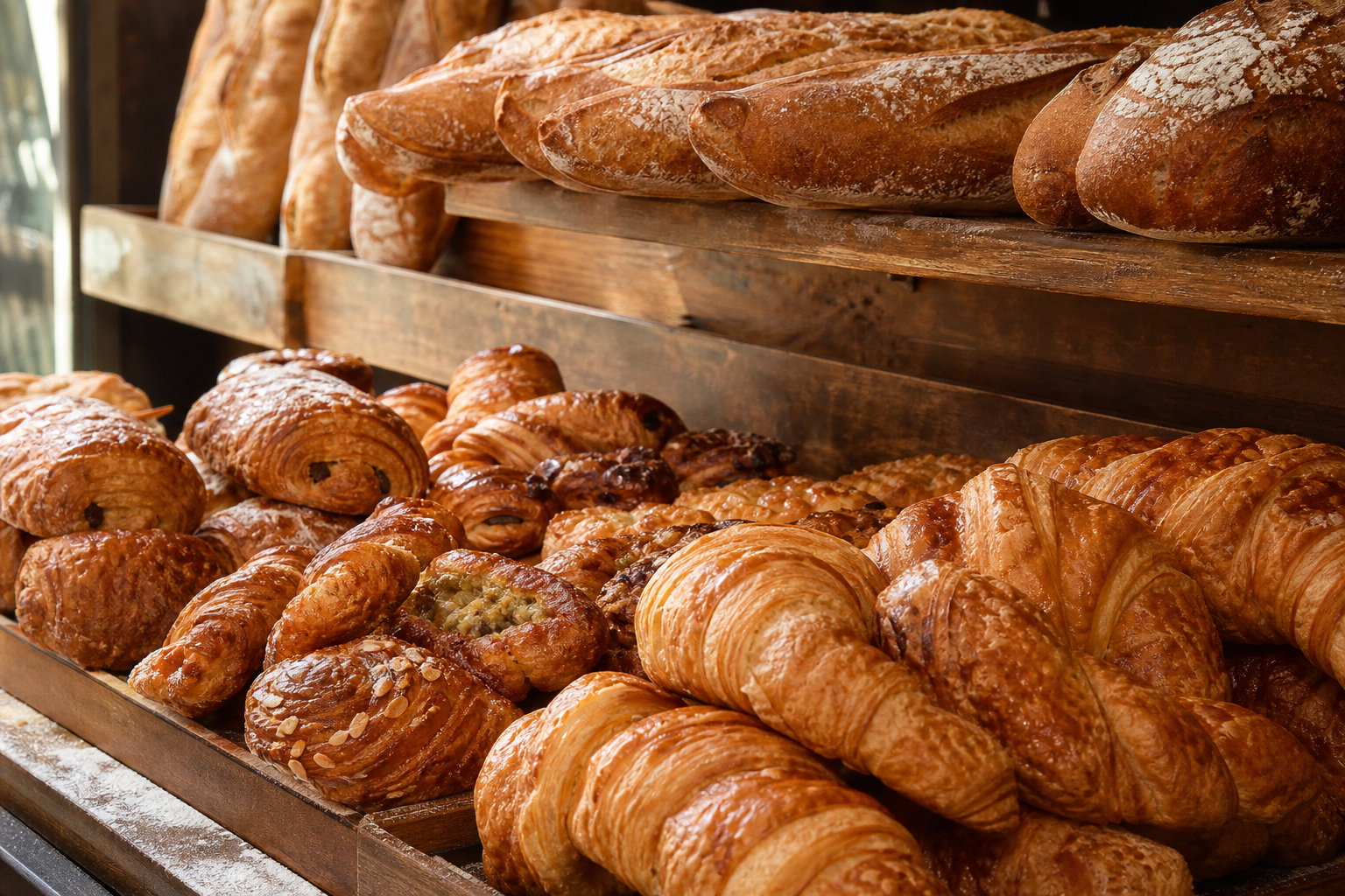 Fresh loaves and rolls at Seebrot bakery
